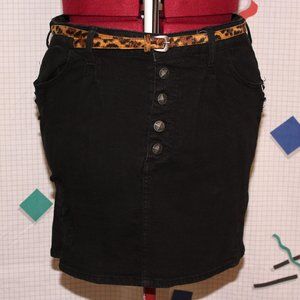 Vexy black denim skirt with belt